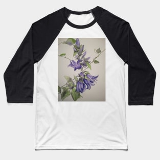 Purple blue harebells with Bindweed leaves. Baseball T-Shirt